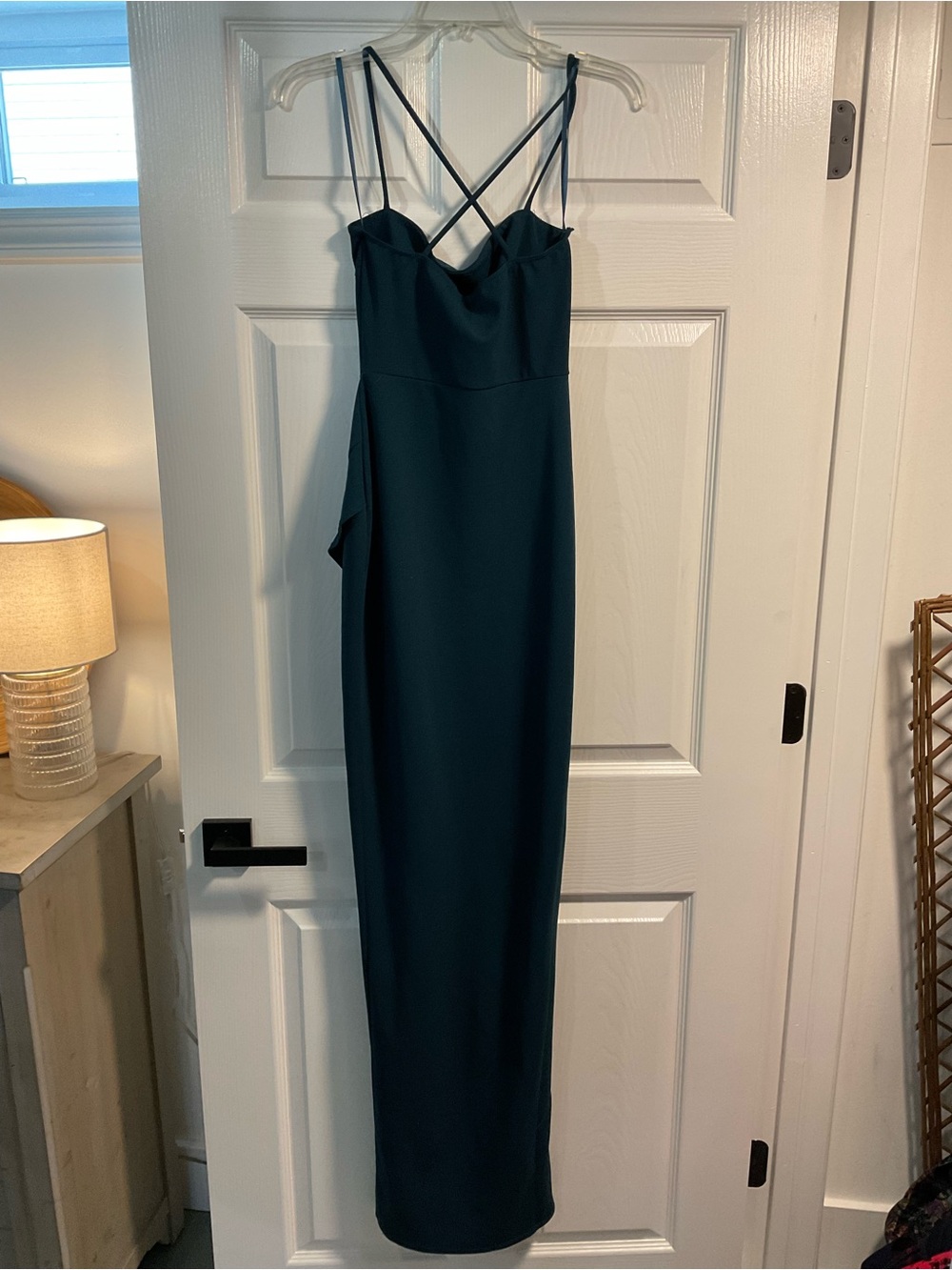 Windsor Teal One-Shoulder Ruffle Maxi Dress